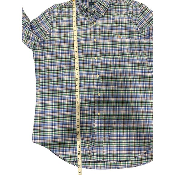 Ralph Lauren Mens Oxford Shirt Button-Up Plaid Long Sleeve Blue Green Size L - Picture 5 of 5